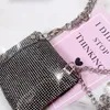 Jiomay Fanny Pack dla kobiet luksusowy projektant marki torba talii mini rhinestone torebka duża gruba łańcuch wieczorowa torba pasowa 240106