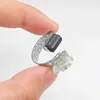 Anneaux de bande Black Black Tourmaline Ring Open pour les femmes Boho Boho Crystal Cluster Bijoux Resizizablel240105