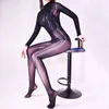 Women Thin Open Crotch Body Stockings Seamless Oil Shiny Glossy Bodysuit Sexy Tight Pantyhose Large Size Transparent Lingerie 240105