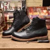 Handmade Men's Genuine Leather 2024 Spring Designer New Style Vintage Round Toe Man Flat Ankle Business Shoes Boots