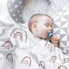 75100cm生まれ幼児虹パターンの赤ちゃんの寝具セット二重層スーパーソフトボーイズガールズウォームスワドルラップ240106