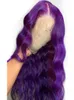 Long deep part Body Wave Purple Lace Front Wig Side Part Synthetic full lace Wigs for Women Heat Resistant Glueless Wig4835337