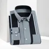 Męskie koszule męskie koszulka biznesowa Slim Fit Long Rękaw formalny w paski w paski z odwróceniem się