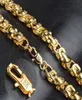 18k stamped Vintage Long Gold Chain For Men Chain Necklace New Trendy Gold Color Bohemian Jewelry Colar Male Necklaces 21456424913