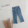 Wiosna Dziewczyny Dziewczęta Moda dżinsy dla dzieci Korean Design chude spodnie 240106