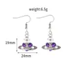 Studörhängen Western Empress Dowager Silver Saturn Vatten droppar Långt mousserande Diamond Crystal Ear Studs Klipp Två slitstil Fashion For Women Jewelry Zwij