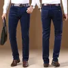 2023 hiver hommes velours côtelé pantalons décontractés mode d'affaires couleur unie élastique coupe régulière pantalon mâle noir kaki café bleu 240106