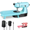 Mini-naaimachine Meisjes Verbeterde elektrische naaimachine voor beginners Blauw Roze Lichtgewicht kleine elektrische Maquina De Coser met aanschuiftafel