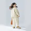 Down Ceket Kids kızlar Sıcak Ceket Kış Kış Koreli Çocuk Parkas Çiçek Baskı Pamuklu Bebek Polar Poştası Kadife Dış Giyim