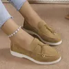 Women Flat Suede Summer Walk Shoes Metal Lock Slipon Lazy Loafers Causal Moccasin Comfortable Mules Driving 240106