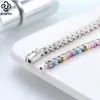 Rinntin Shiny MultiColors Tennis Bracelet 925 Sterling Silver m Cubic Zirconia for Women Luxury Chain Jewelry SB139 240105