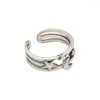 Bagues de cluster 2024 coréen argent couleur double couche étoile bague pour femmes simple lune ouverture réglable doigt bijoux fournitures de fête