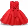 Vestidos para niñas Vestido para niña pequeña Bautismo con lazo grande para el primer año Fiesta de cumpleaños Ropa de boda Tutu Vestido esponjoso Entrega de gota OT4QO