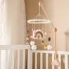 Baby Bed Bell Hanging Toy 012 Months born Wooden Mobile Music Box Rattle Toy Crib Holder Bracket Infant Bed Bell Accessories 240105