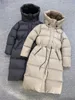 2023 가을 겨울 여성의 흰 오리 다운 파카 재킷 지퍼 후드 드로 스트링 여성의 슬림 긴 코트 mgw002