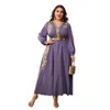 Abbigliamento etnico Plus Size 4XL Abaya Donna Musulmana Abito lungo lungo Turchia Scollo a V Caftano Dubai Islam Party Evening Jalabiya Abito marocchino