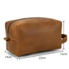 Kosmetiktaschen Echtes Rindsleder Toilettenartikel Männer Waschen Rasieren Dopp Kit Frauen Reisen Make-up-Beutel Tasche Fall Organizer Rindsleder Armband