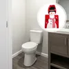 Tapis de bain Couverture de toilette de Noël Protecteur de couvercle pour tapis de sol décoratif Tapis de Noël antidérapant Polyester