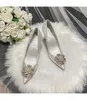 Scarpe eleganti da donna Scarpe da sposa bianche con tacco alto in raso da damigella d'onore con tacco a spillo da donna