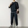 Lauf-Sets Männer Herbst Waffel Sport Anzug Casual Langarm Pullover Jogger Jogginghose Freizeit Zeit Gym Hoodies Zwei-stück set