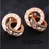 jewelry sets for women rose gold color double rings earings titanium steel sets hot fasion
