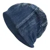 Berets Blau Denim Klassische Jeans Textur Warme Gestrickte Kappe Hip Hop Motorhaube Hut Herbst Winter Outdoor Beanies Hüte Für Männer frauen Erwachsene