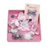 5st Ny Design Girls Kids Lovely Hairclip Heart Star Bow Crown Päls Boll Blomma Print Ribbon Bow Hair Accessory BJ