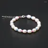 Bracelets de charme Perles d'eau douce naturelles avec argile colorée Silicone Spacer Bracelet de perles réglable pour femme cadeau 2024 bijoux