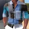 Camicia da uomo con cuciture retrò Colletto alla coreana sfumato All'aperto Strada Manica lunga Bottoni Abbigliamento Designer Casual Traspirante S - 6XL 240106