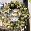 装飾的な花1ピースクリスマスリースフロントドアハンギングゴールデンエルモールホームデコレーション（40cm）
