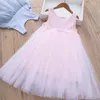 Girl Dresses Girls Summer Fashion Big Skirt Gift Birthday Dress 2024 Children Sweet Princess Pengpeng Yarn