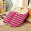 Slippers Dames Home Warming Zacht Koraal Fluweel Winter Snoep Kleur Gestreepte Schoenen