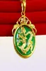 Chaîne à pendentif en Jade motif Dragon, or jaune 18 carats, collier avec pendentif circulaire pour femmes, cadeau avec 4146347