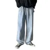 Męskie dżinsy szerokie spodnie luźne -rozmiarowe spodnie w talii elastyczne mody uliczne relaksowany but dżins