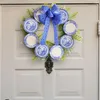 Decorative Flowers Holiday Decoration Wreath Rattan Chinese Style Pottery Bow Decor Fake Leaf Door Exquisite Round Wall