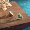 Boucles d'oreilles en peluche jade Turquoise triangle oreilles Natural 925 Silver chinois bijoux jadéite cadeaux amulet talismans talismans femme réel