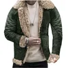 Vestes pour hommes Hommes Mode Fausse Fourrure Peluche Poche Épissage Manteau Automne Hiver Veste Chaude Vintage Manches Longues Fermeture À Glissière Col Rabattu