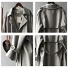 Klassische Khaki Lange Trenchcoats Frauen Übergröße 80 kg Koreanische Elegante Gürtel Windjacke Frühling Outer Zweireiher Gabardinas 240106