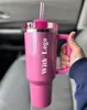 Winter Cosmo Pink Cobranded Red Holiday 1:1 With Logo 40oz Quencher H2.0 Stainless Steel Tumblers Cups With Handle Lid and Straw Travel Car Mugs Water Bottles 0303