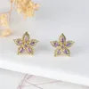 Stud Earrings Sunflower Daisy Crystal Geometric Flower 18K Gold Plated Women's Simple Clover Lovely Gift Luxury 2024