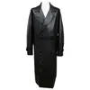 Mauroicardi Spring Autumn Long Long Eversive Faux Leather Trench Coat Men Drop Counter Belt Coats for 240106