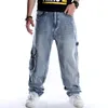 Street Dance Wijde Benen Baggy Jeans Heren Mode Borduren Zwarte Losse Board Denim Broek Mannelijke Rap Hip Hop Jeans Plus maat 30-46 240106