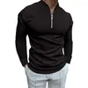 Herrpolos 2024 Autumn Long Sleeve Zipper Round Neck T-shirt Slim Fit Polo Shirt. Topp