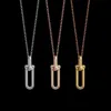 Women's Brand T Necklace Fashion 2 Section U-shaped Pendant Necklace High Quality 18k Gold Titanium Steel Designer Necklace Luxury Jewelry