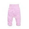 Calças com pés para bebês nascidos, meninos e meninas, leggings de cintura alta, calças infantis para dormir, pijamas para bebês, primavera e outono 240106