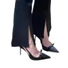 Sandales pointues à bouche peu profonde pour femmes, chaussures simples avec nœud en diamant et visage en soie, talons hauts fins, robe de banquet, printemps et été