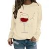 Blusas femininas amor copo de vinho impresso colheita superior moletom para roupas femininas roupas curtas compras confortáveis camisas de manga longa das mulheres