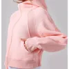 Llu Yoga Sweatshirts Sca Büyük Boy Half-Full-Zip Hoodies Track Ceketleri Yumuşak Rahat Kırpılmış Kapüşonlu Katlar İlkbahar/Sonbahar/Kış Kalın Kadınlar Fitness Jogger Sweattops