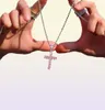 Lichtblauwe diamanten hangers ketting sieraden geplatineerd mannen vrouwen minnaar cadeau paar religieuze sieraden7837550
