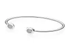 Authentic 925 Sterling Silver Cuff Bangle for Women Brand Logo fit Charm Beads Silver Bracelet DIY Jewelry Gift1096343
